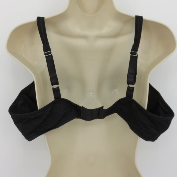 Bali 44C Bra 3385 Black Flower Lace Overlay Underwire Unlined Women Plus Size - Picture 5 of 13